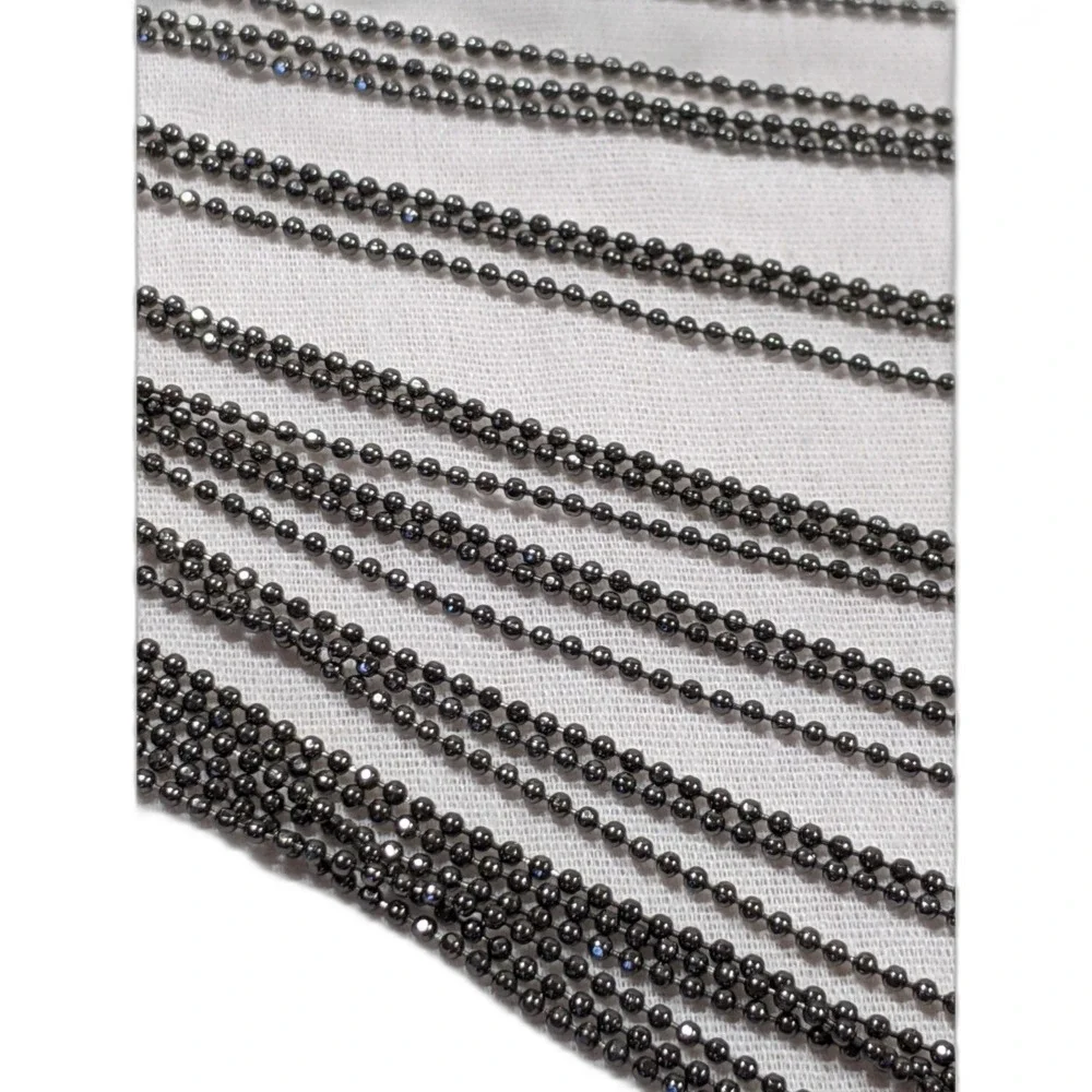 Madewell Bib Necklace Gunmetal Multi Strand Waterfall Ball Chain Statement Cyber - Picture 6 of 6